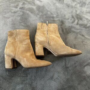 Sam Edelman Tan Suede Heeled Ankle Booties 9.5 Pointed Toe